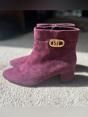 Ralph Lauren Wine Suede Ankle Bootie